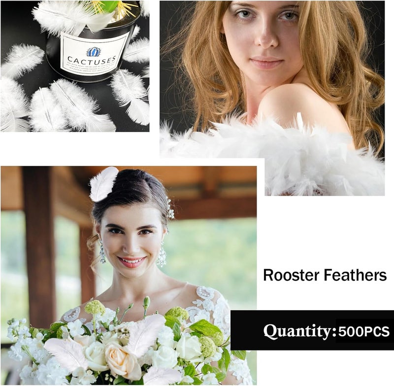 Flying feathers 500 قطعة - ريش دجاج أبيض 3-5 بوصة ريش بالجملة للحرف اليدوية وإمدادات صيد الأحلام (500 قطعة) - Image 4